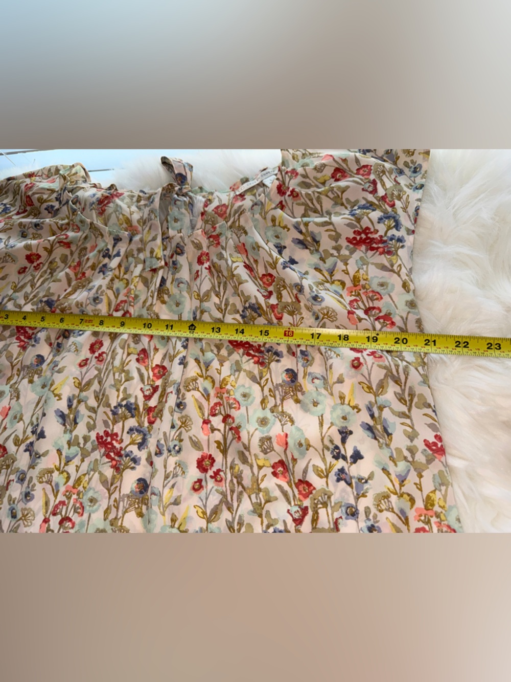 LC Lauren Conrad Floral Blouse Size L Multicolor Tie Back Keyhole Boho Top - Picture 9 of 10